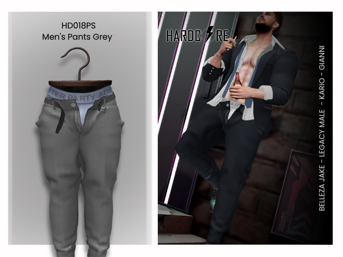 :: HARDCORE :: (HD018PS) Men's Pants Grey