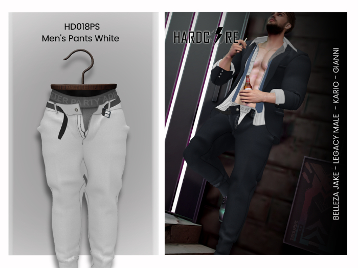 :: HARDCORE :: (HD018PS) Men's Pants White