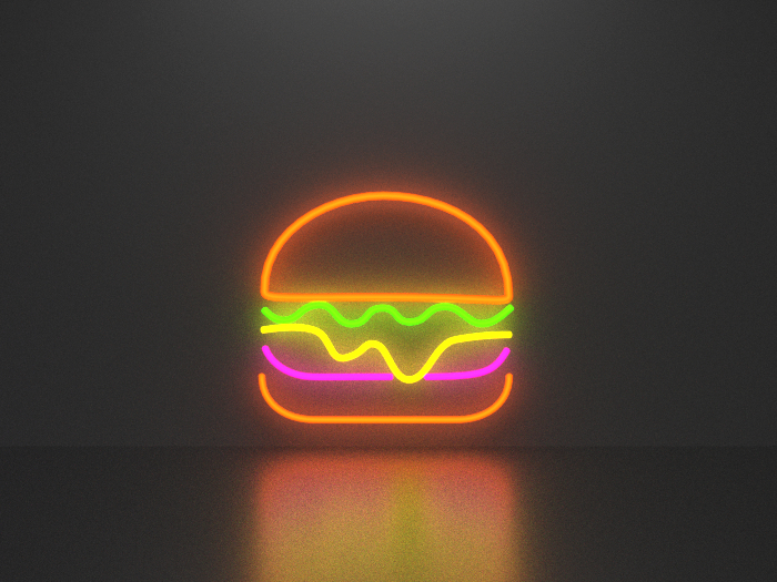 Burger neon sign Full Permission