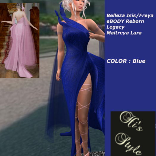 His Floor Length Haite Couture Dres Yukko Model Blue