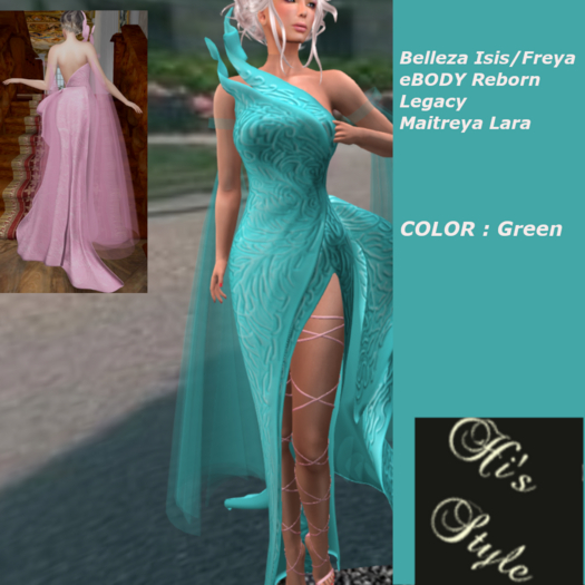 His Floor Length Haite Couture Dres Yukko Model Green