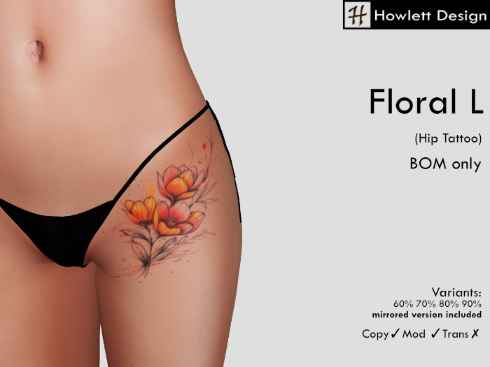[HDesign] Floral L (Leg Tattoo)