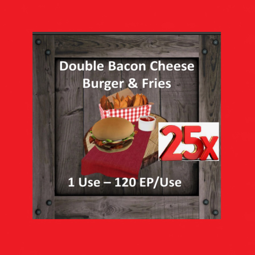 [25] DOUBLE BACON CHEESE BURGER & FRIES - ACTUAL ITEMS