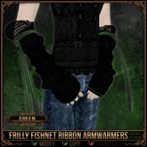 =^.^= Curious Kitties - Frilly Fishnet Ribbon Armwarmers - Green 
