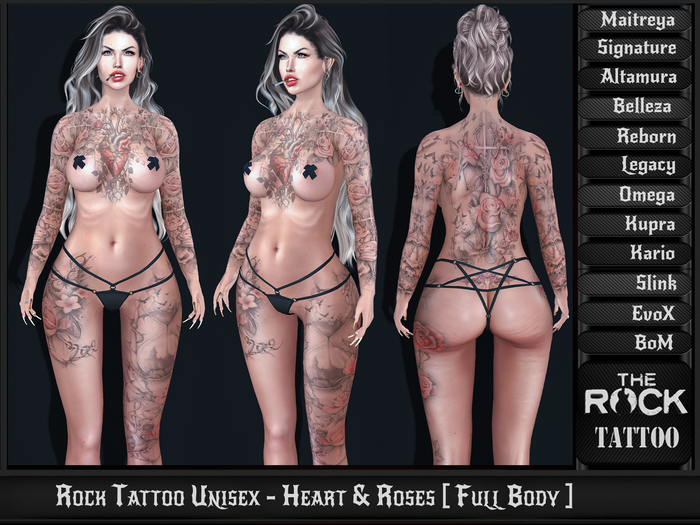 Rock Tattoo Ladies - Heart & Roses [ Full Body ]