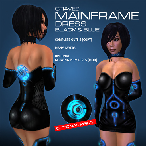 GRAVES Mainframe Dress - Black & Blue