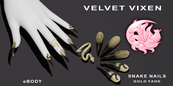 ~Vixen~ Snake Nails - Gold Fade (eBody)