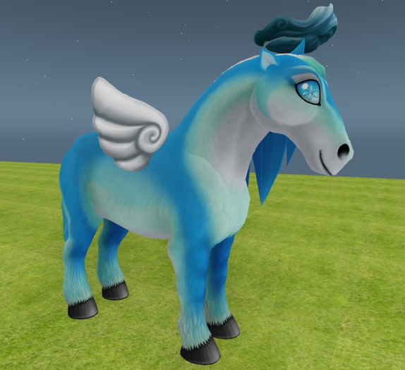 Amaretto Ponie Pals : Painted Azure Glacial Wing&Horn 
