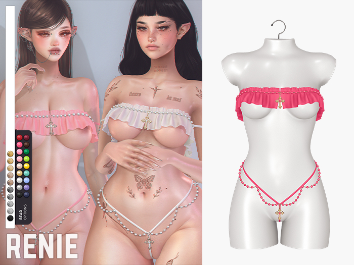 RENIE : ROSARY LINGERIE SET - HOT PINK