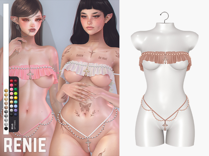 RENIE : ROSARY LINGERIE SET - PALE ROSE