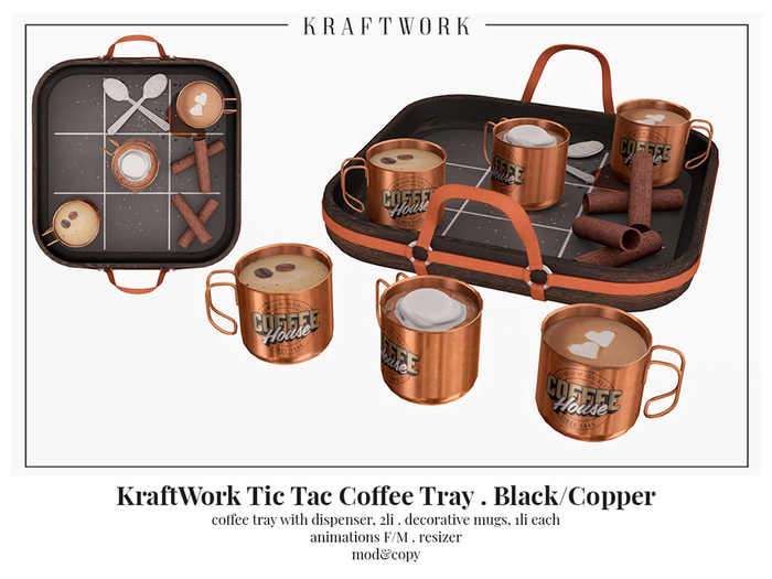 KraftWork Tic Tac Coffee Tray . Black/Copper