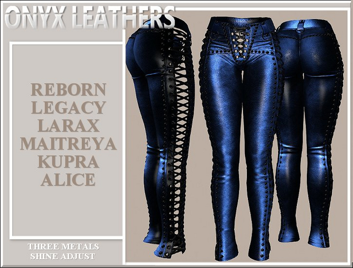 Navy Blue Leather Rocker Pants v2