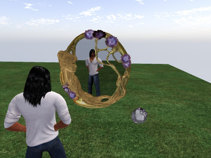 TM Gold Flower Girl Mirror with Reflection