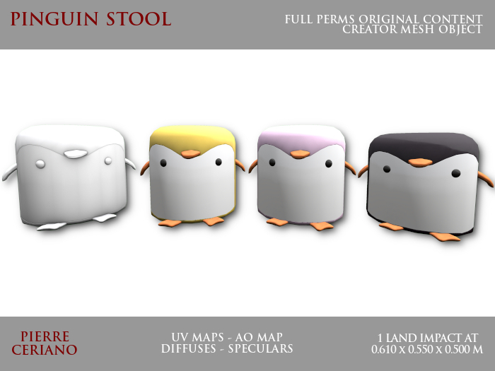 Pinguin stool - 1 LI - FULL PERM Mesh