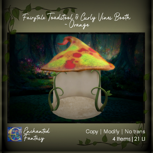 Fairytale Toadstool & Curly Vines Booth ~ Orange 2 Pack