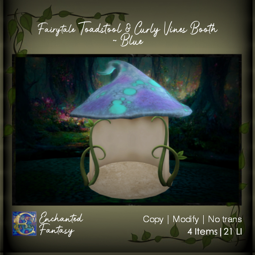 Fairytale Toadstool & Curly Vines Booth ~ Blue 2 Pack