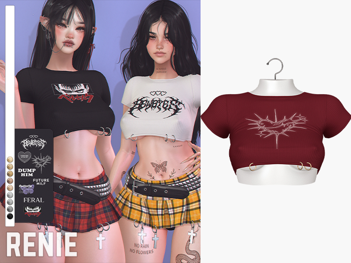 RENIE : REBEL CROP TOP - BURGUNDY