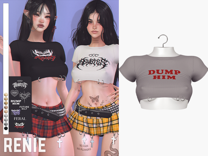 RENIE : REBEL CROP TOP - GREY