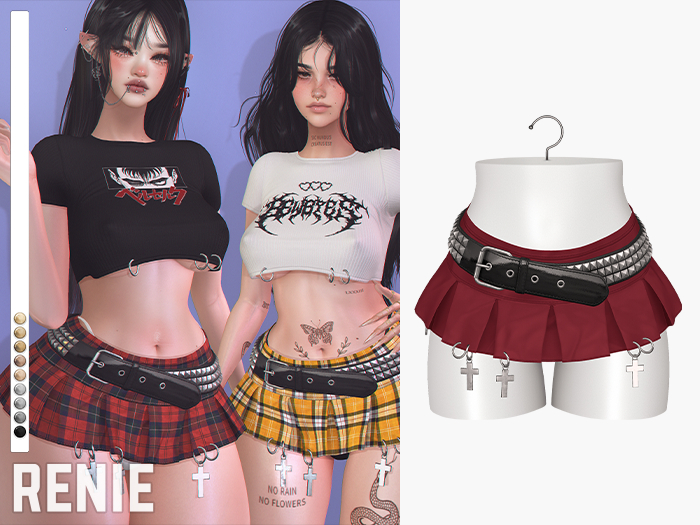 RENIE : REBEL SKIRT - BURGUNDY