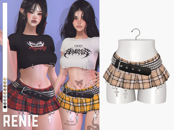 RENIE : REBEL SKIRT - TARTAN BEIGE