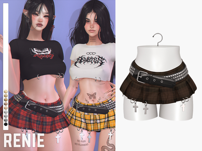 RENIE : REBEL SKIRT - TARTAN BROWN