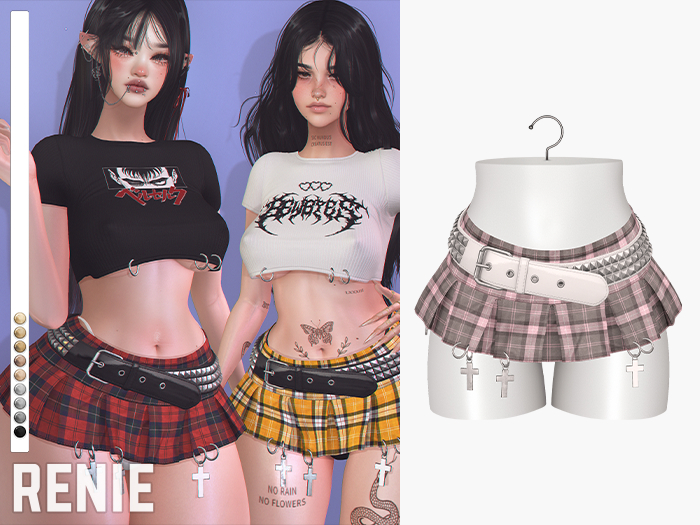 RENIE : REBEL SKIRT - TARTAN GREY