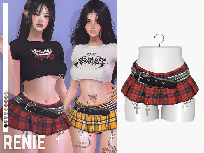 RENIE : REBEL SKIRT - TARTAN RED