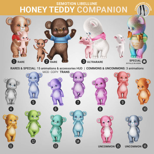 SEmotion Libellune Honey Teddy Companion COMMON 14