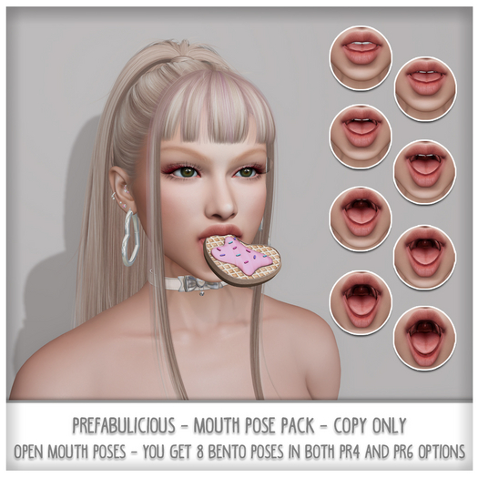 Prefabulicious - Open Mouth - Bento Static Pose - User Pack