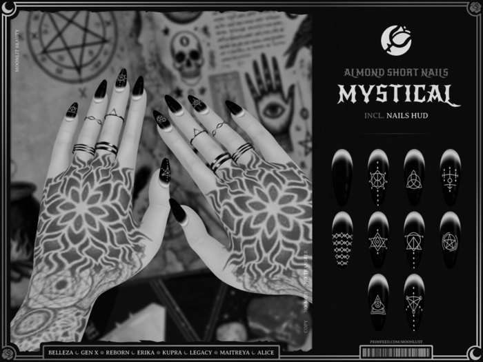 [: Moonlust :] ' Mystical ' Almond Short Nails Set DEMO