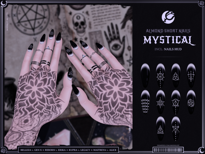 [: Moonlust :] ' Mystical ' Almond Short Nails Set