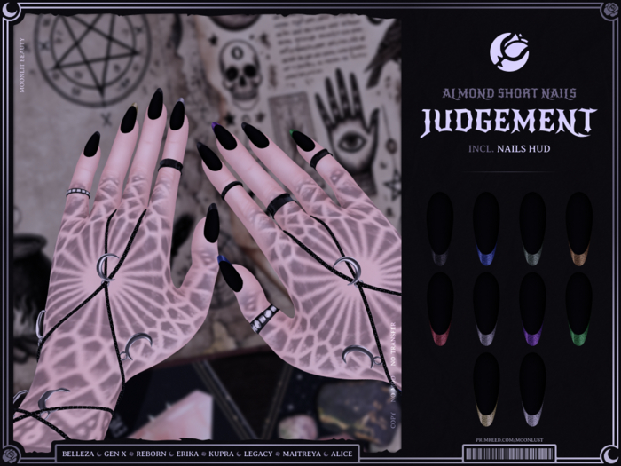 [: Moonlust :] ' Judgement ' Almond Short Nails Set