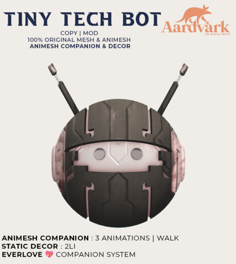 Aardvark : Tiny Tech Bot -  White  