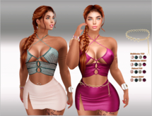 Mini Dress & Top Fishnet & Multicolor 16x with Belt HUD5,LaraX,Maitreya,Legacy,Reborn