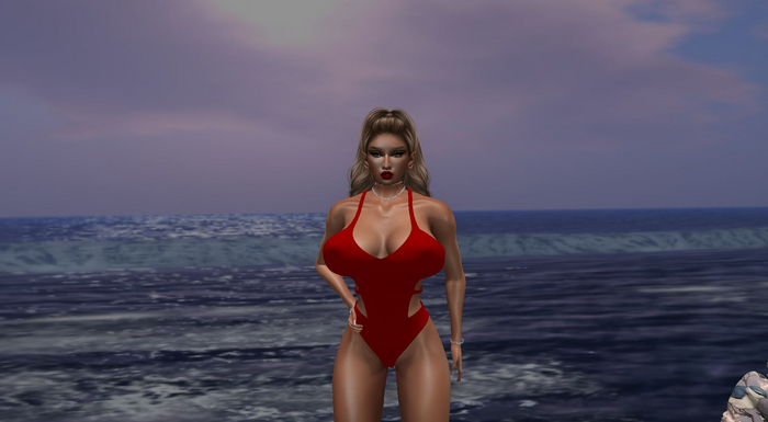 STRAPPED BATHING SUIT RED
