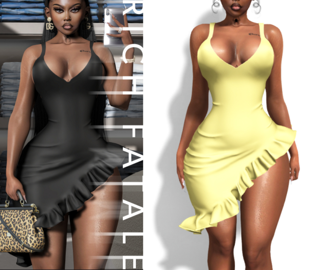 $RICHFATALE - RACHEL RUFFLE TANK DRESS - PASTEL YELLOW