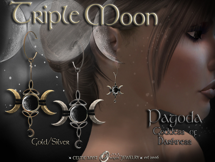 Pagoda Triple Moon Earrings