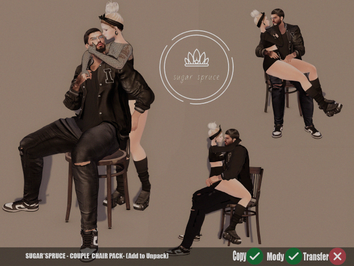 SUGAR SPRUCE - COUPLE CHAIR   (ADD TO UNPACK)