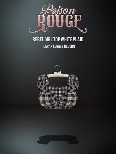 POISON ROUGE Rebel Girl Top White Plaid 