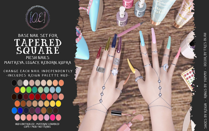[QE] Tapered Sq Nails - Mix & Match Reign Base Set