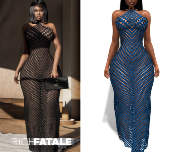 $RICH FATALE - JANET CROCHET MAXI - NAVY