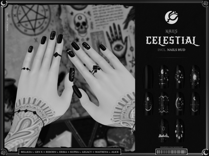 [: Moonlust :] ' Celestial ' Square Short Nails Set DEMO