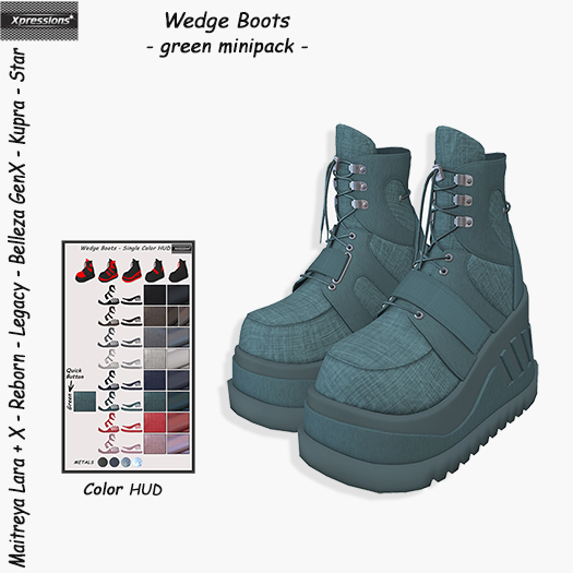 [Xprs] - Wedge Boots Green Minipack
