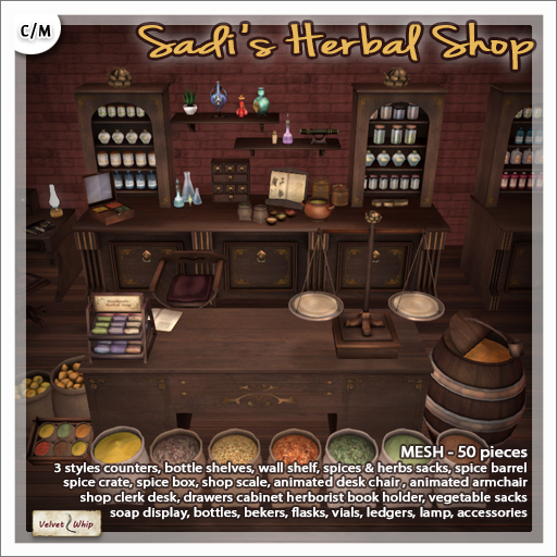 [V/W] Sadi Herbal Shop - 50 Pieces Complete Herbalist Store for Medieval Fantasy, Renaissance and Vintage Settings