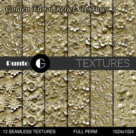 Full Perm Textures - Golden Floral Relief