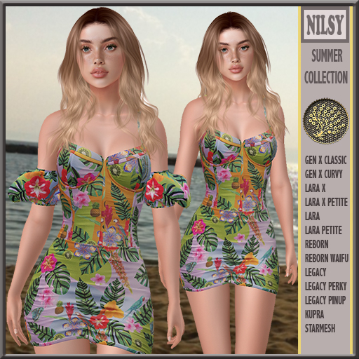 TROPIC PRINT CORSET DRESS