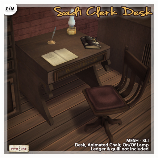 [V/W] Sadi Clerk Desk - Multiple Sits Animations on Chair, Lamp with On/Off Lighting Effect