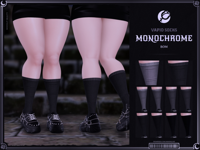 [: Moonlust :] ' Vapid ' Monochrome Socks ' BOM