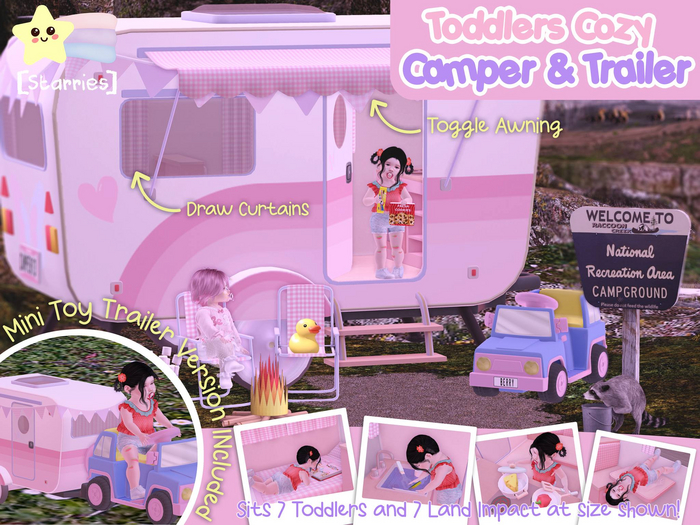 [Starries] Toddler Cozy Camper Trailer for Toddlers and Grownups