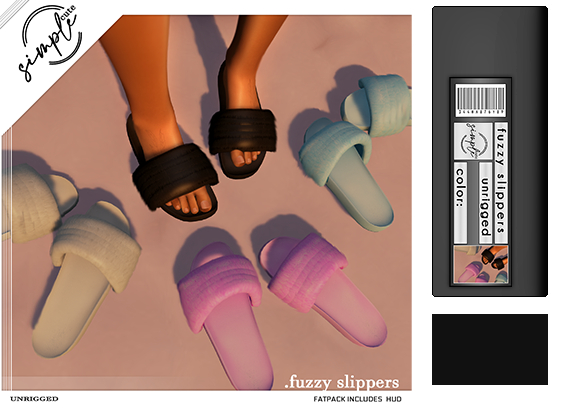 [simpleCUTE] Fuzzy Slipper -Black  //ADD ME//